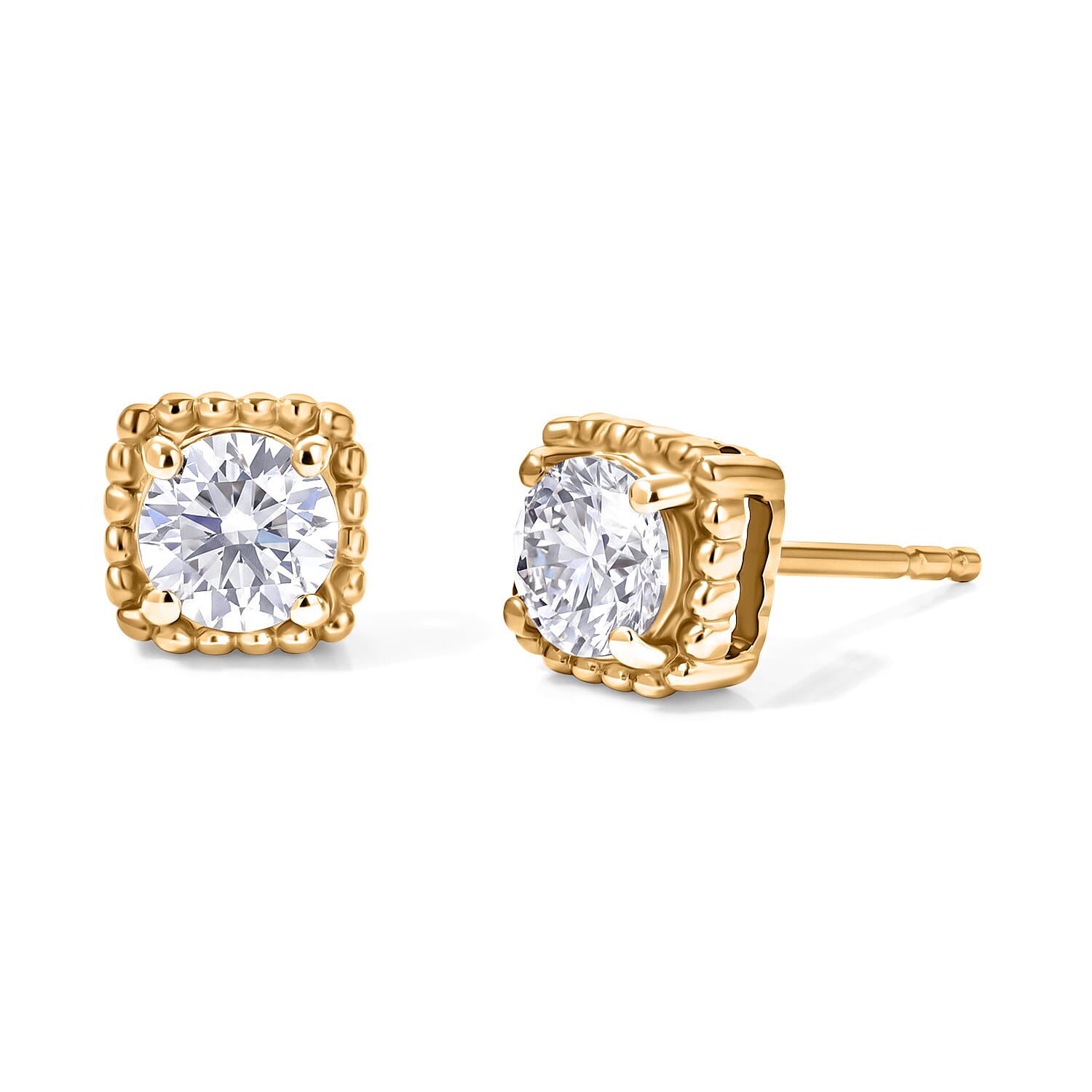 D'Joy Moissanite Solitaire Stud Push Post Earring Sterling Silver  0.912  Ct.