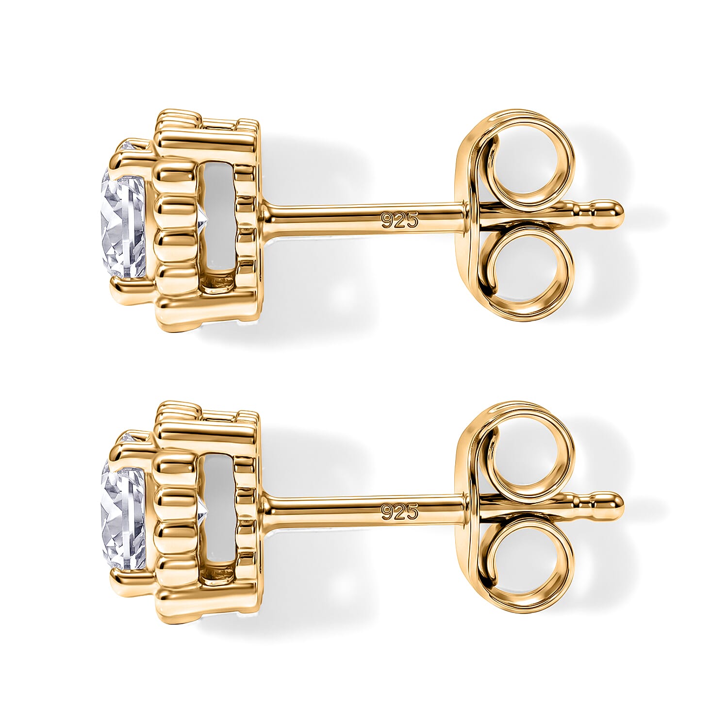 D'Joy Moissanite Solitaire Stud Push Post Earring Sterling Silver  0.912  Ct.