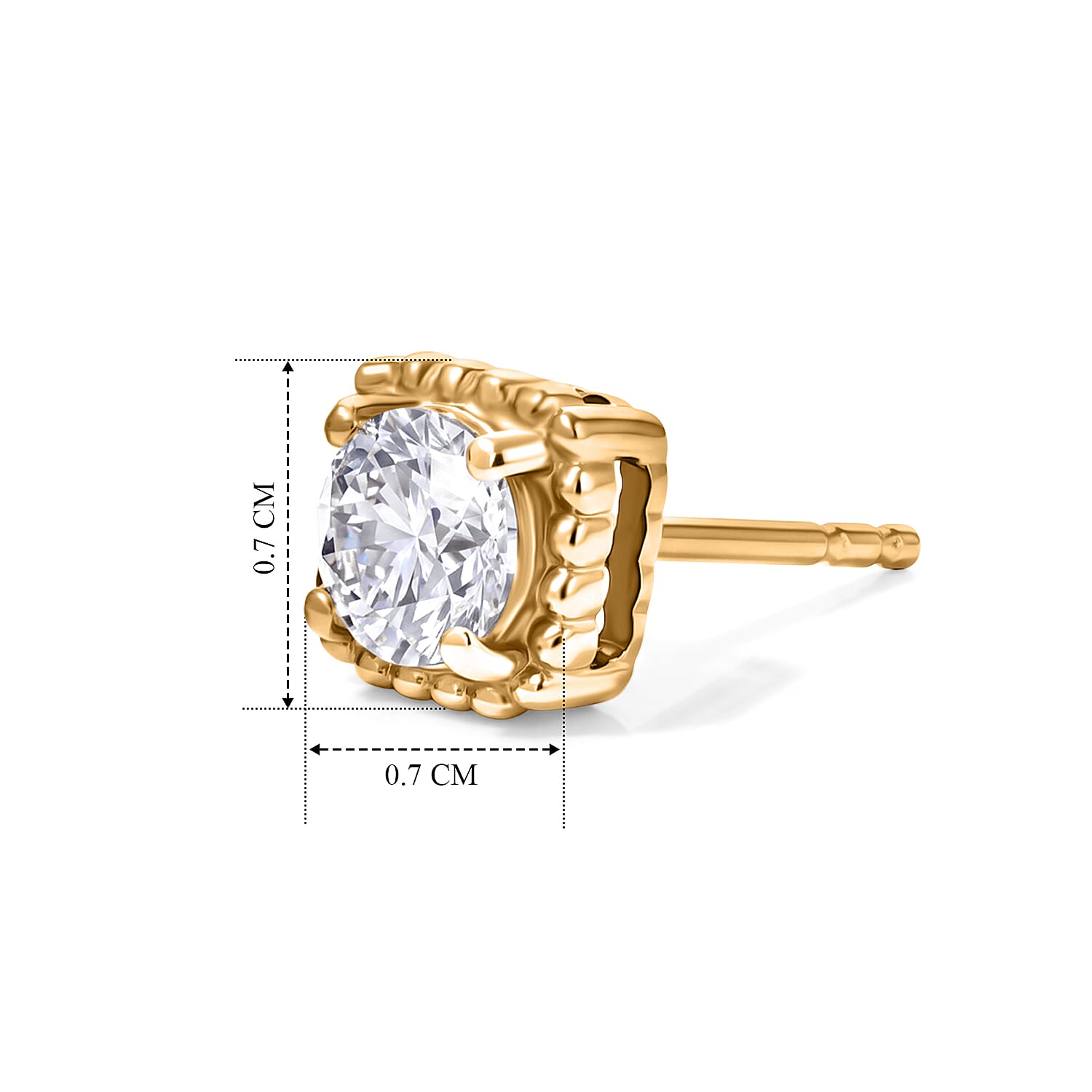 D'Joy Moissanite Solitaire Stud Push Post Earring Sterling Silver  0.912  Ct.