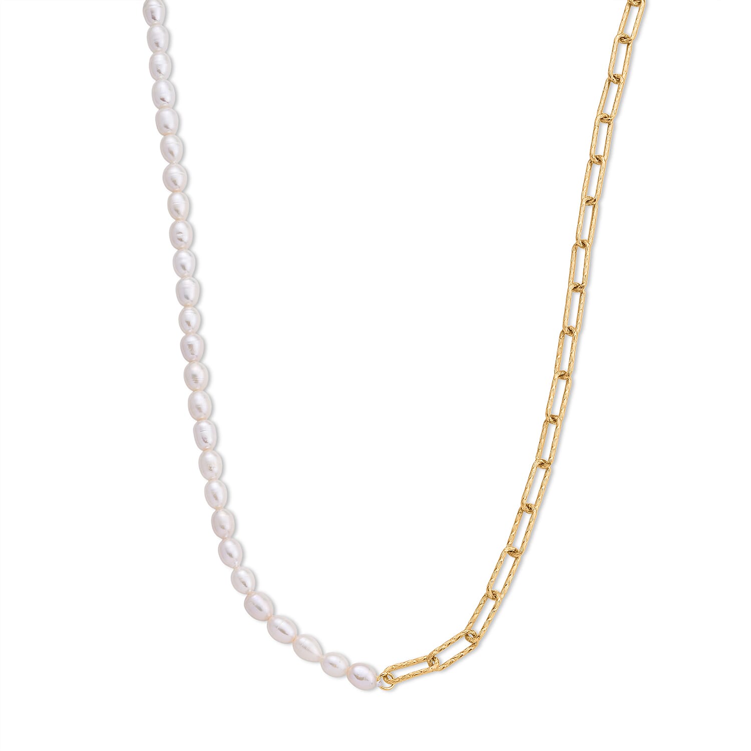 White Fresh Water Pearl Beads Necklace (Size - 20) with Clasp 80.00 Ct.