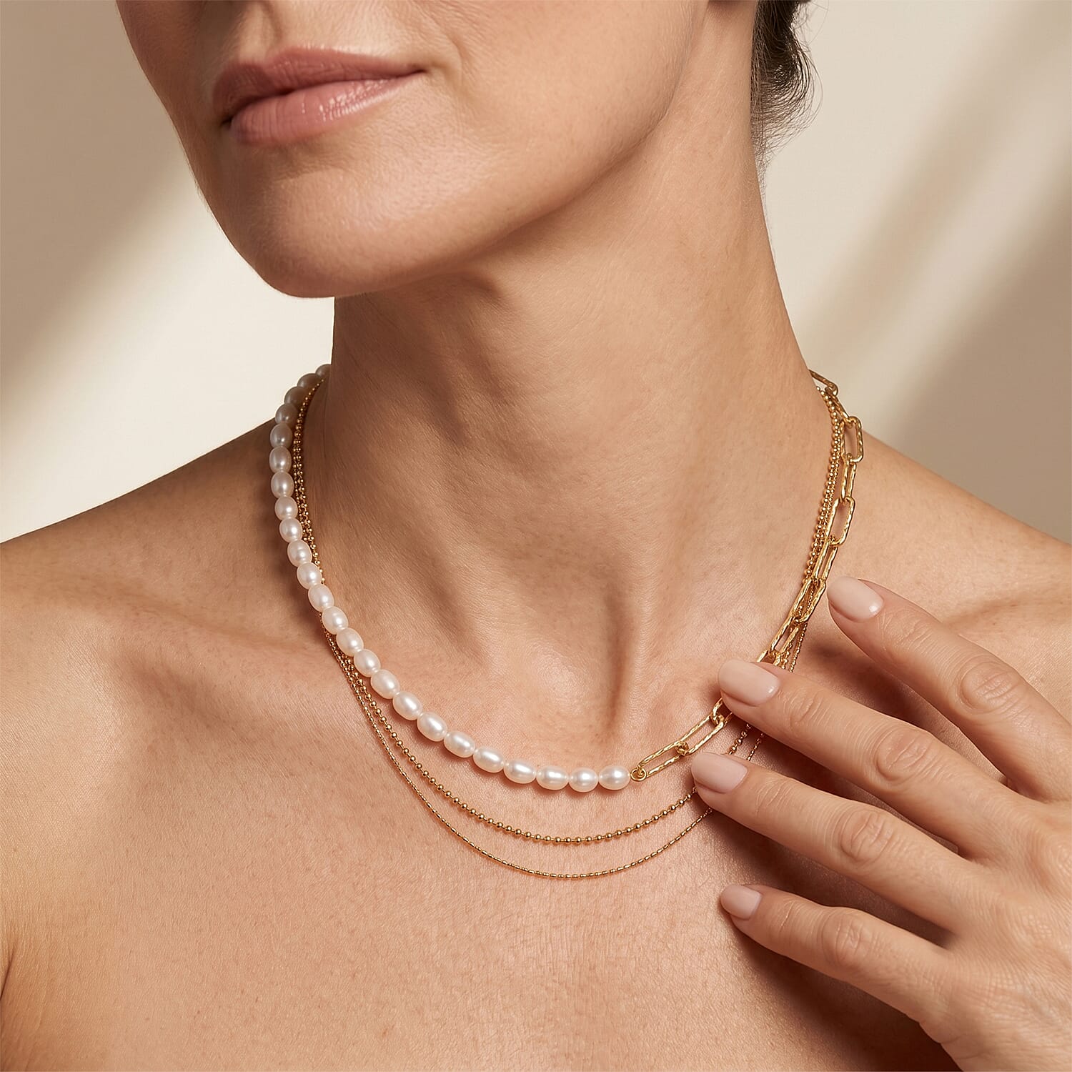White Fresh Water Pearl Beads Necklace (Size - 20) with Clasp 80.00 Ct.
