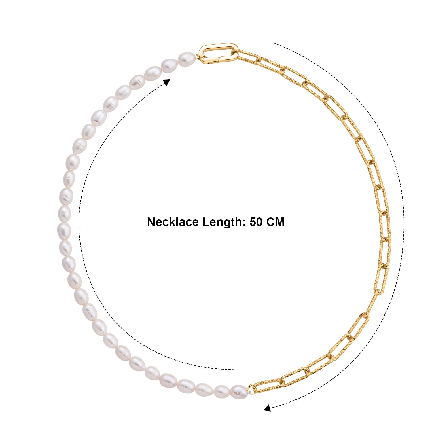 White Fresh Water Pearl Beads Necklace (Size - 20) with Clasp 80.00 Ct.