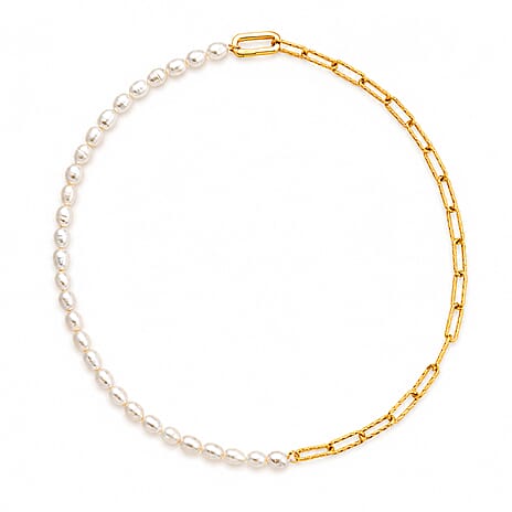 White Fresh Water Pearl Beads Necklace (Size - 20) with Clasp 80.00 Ct.