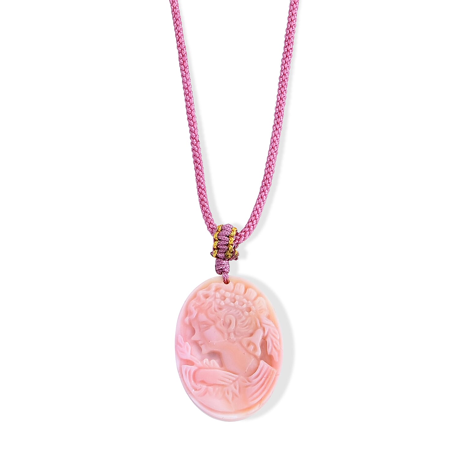Pink Conch Shell Adjustable Queen Necklace with Cotton Thread (Size - 26) 23.00 Ct.