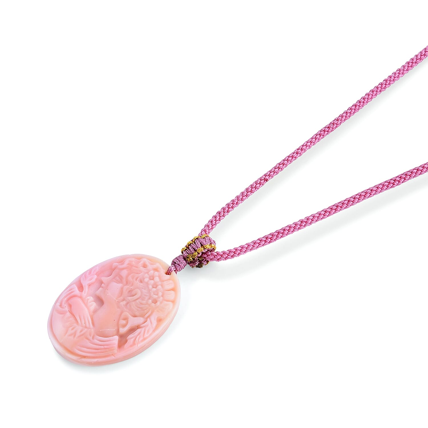Pink Conch Shell Adjustable Queen Necklace with Cotton Thread (Size - 26) 23.00 Ct.