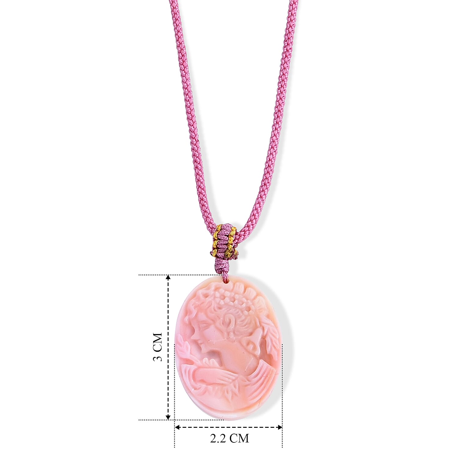 Pink Conch Shell Adjustable Queen Necklace with Cotton Thread (Size - 26) 23.00 Ct.