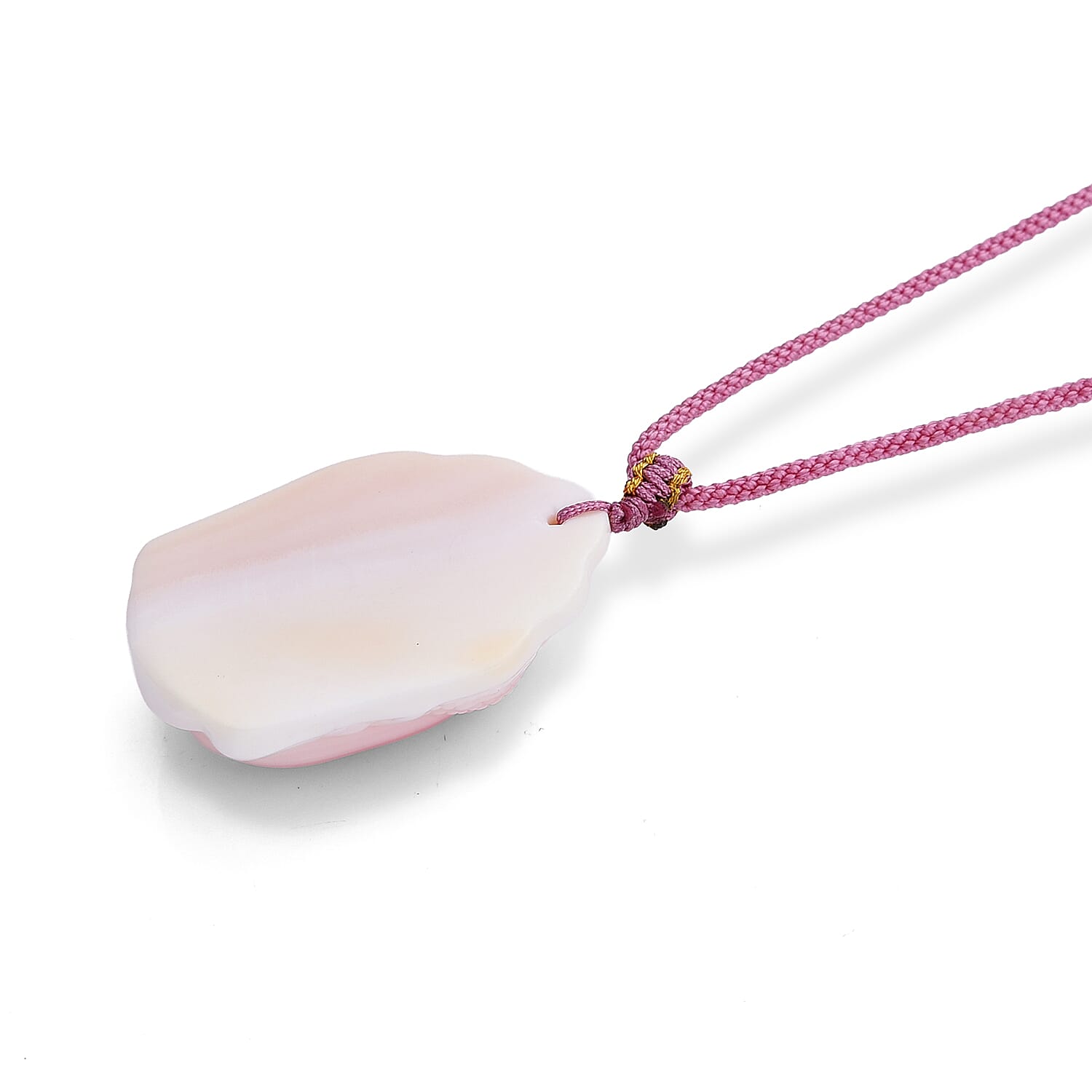Pink Conch Shell Buddha Necklace with Cotton Thread (Size - 26) 85.00 Ct.