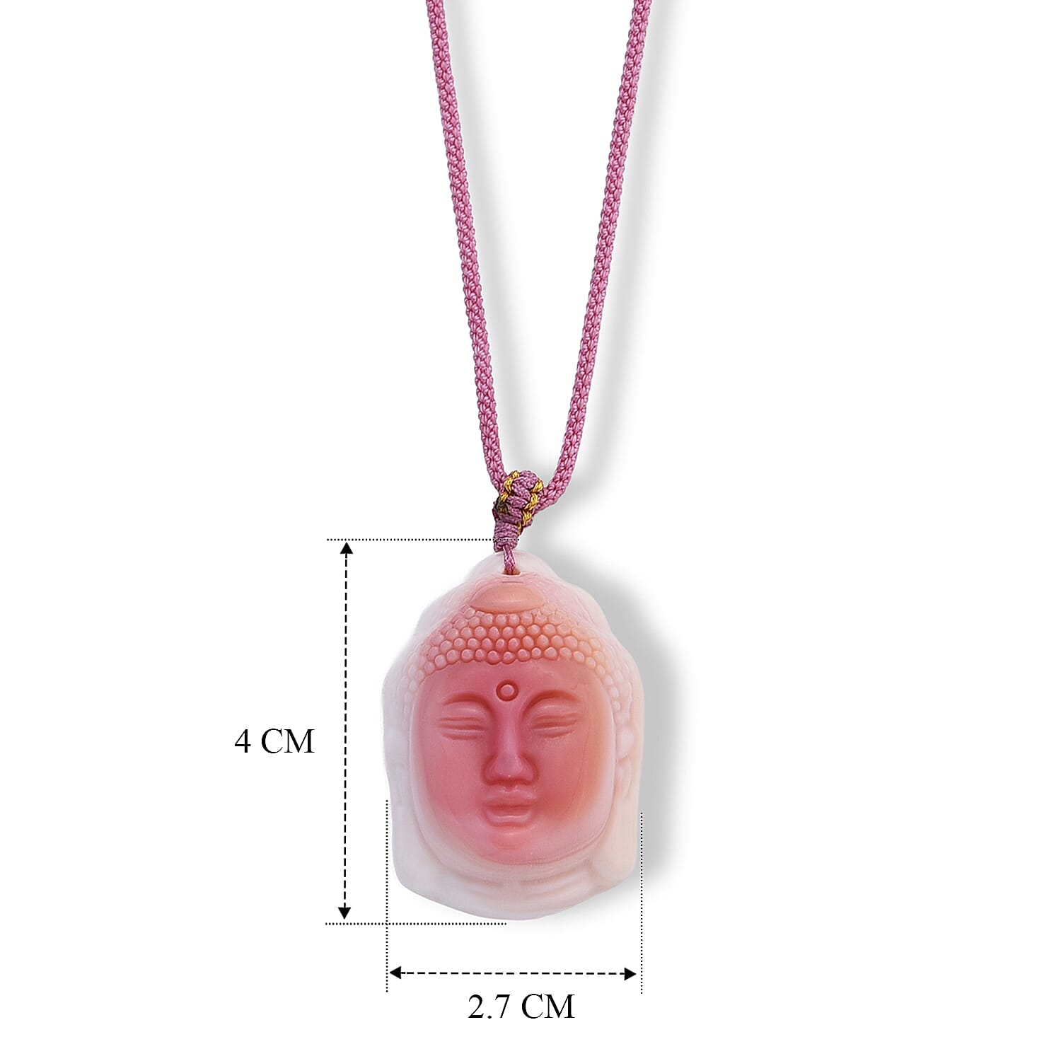 Pink Conch Shell Buddha Necklace with Cotton Thread (Size - 26) 85.00 Ct.