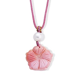 Pink Conch Shell Buddha Necklace with Cotton Thread (Size - 26) 85.00 Ct.