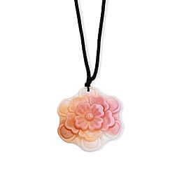 Pink Conch Shell Buddha Necklace with Cotton Thread (Size - 26) 85.00 Ct.