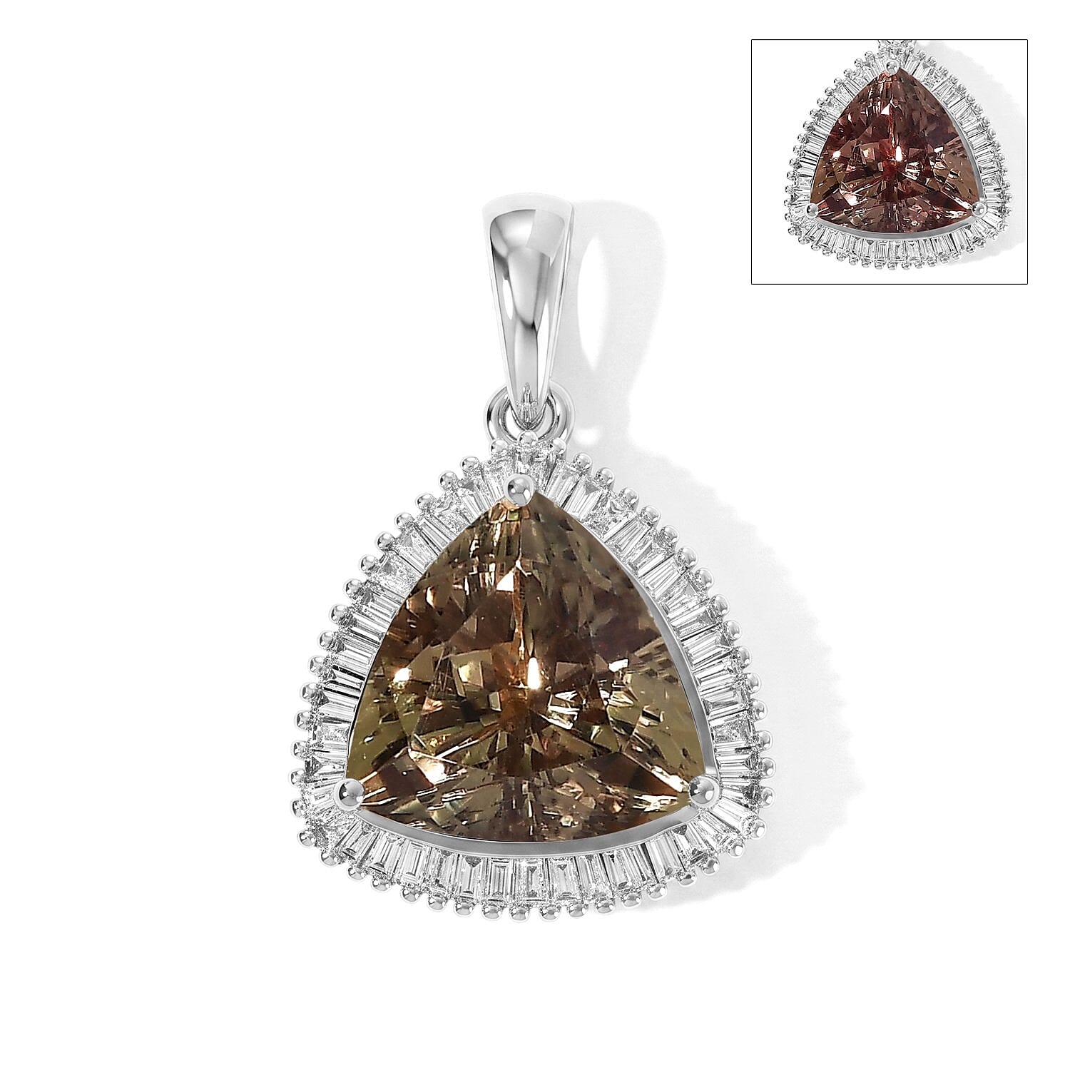 Rhapsody - 950 Platinum AAAA Turkizite & White Diamond (VS-E-F) Halo Pendant 5.60 Ct, Platinum Wt. 3.75 Gms