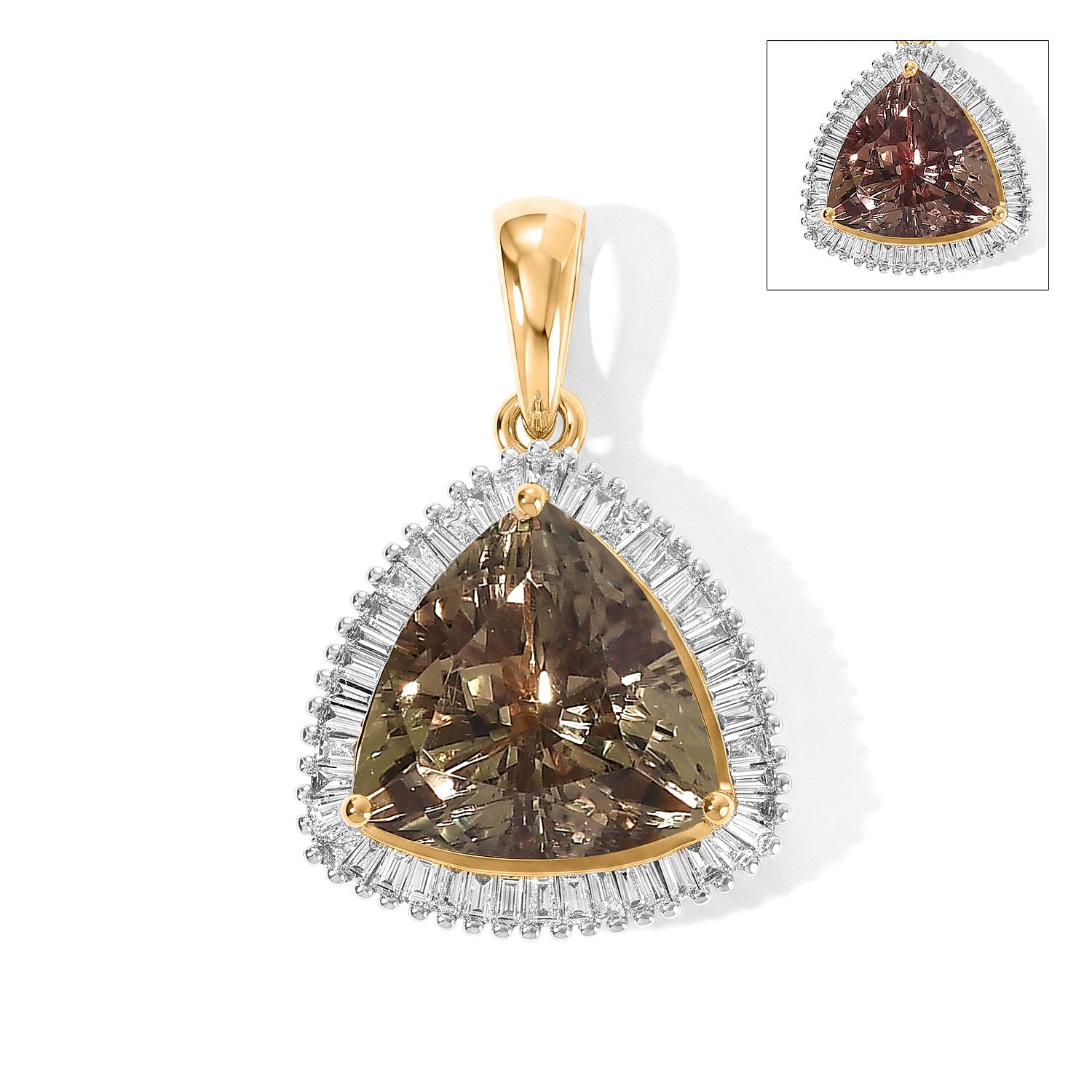 Rhapsody - 18K Yellow Gold AAAA Turkizite & White Diamond (VS-E-F) Halo Pendant 5.50 Ct.