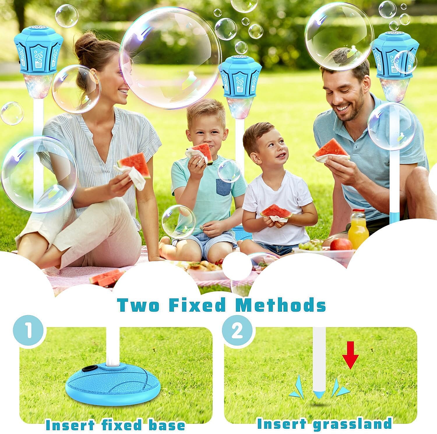 Magical Garden Bubble Torch Stand-Up Automatic Bubble Machine - Blue