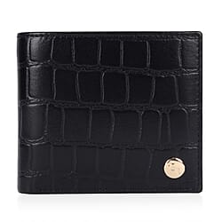 Father's Day Gift Idea - Ashwood Genuine Leather Croc-Embossed RFID Protected Wallet - Black