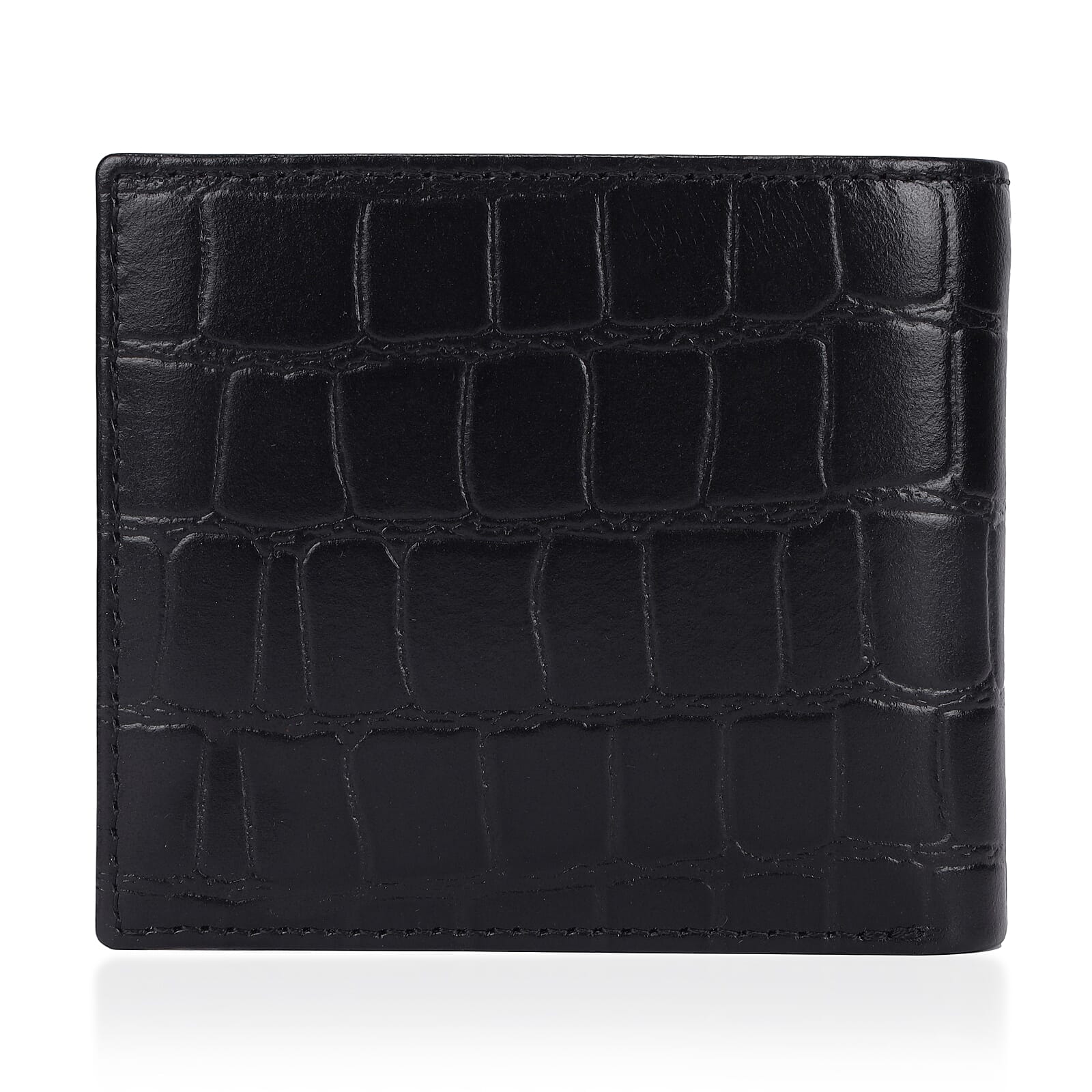 Father's Day Gift Idea - Ashwood Genuine Leather Croc-Embossed RFID Protected Wallet - Black