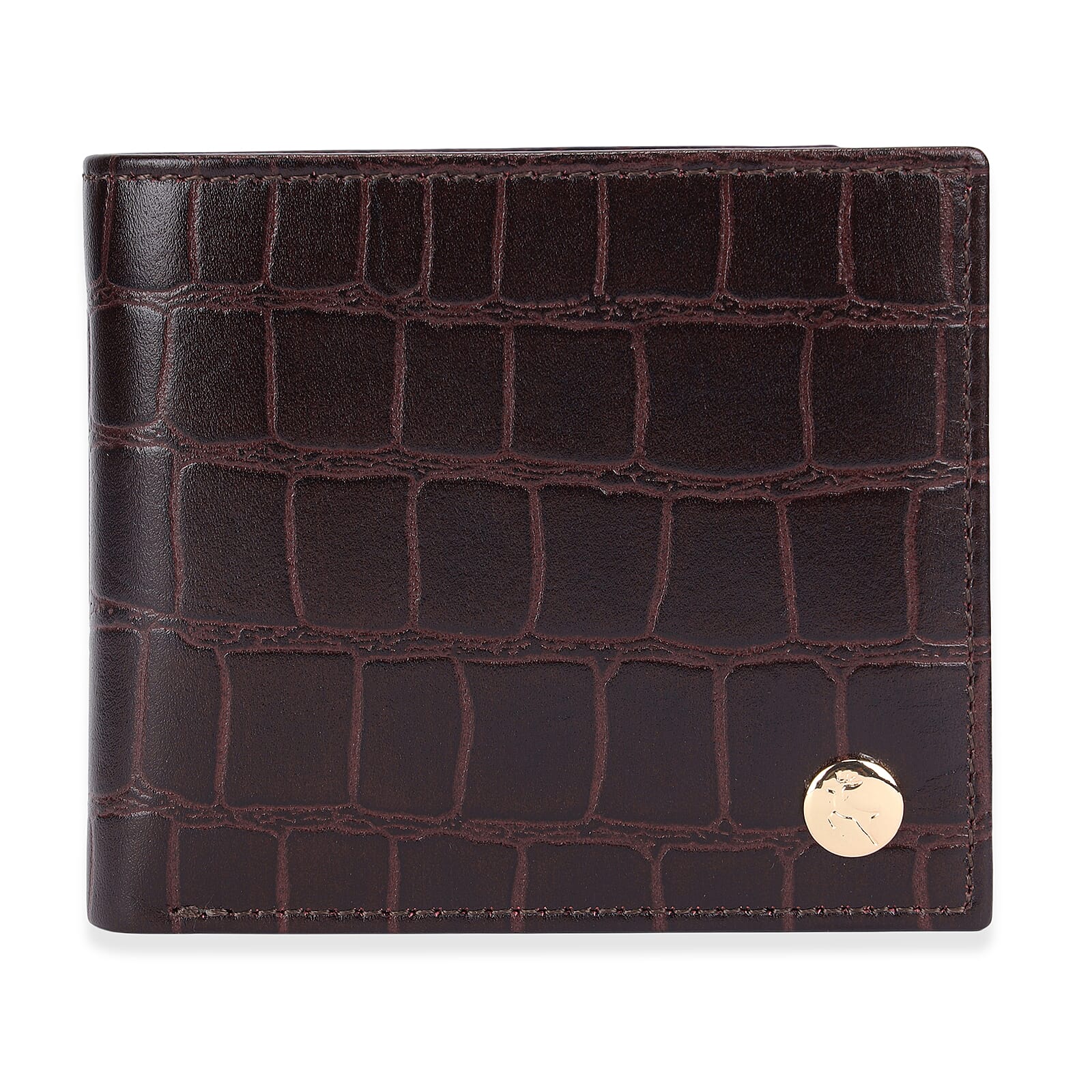 Father's Day Gift Idea - The Ashwood Genuine Leather Croc-Embossed RFID Protected Wallet - Brown