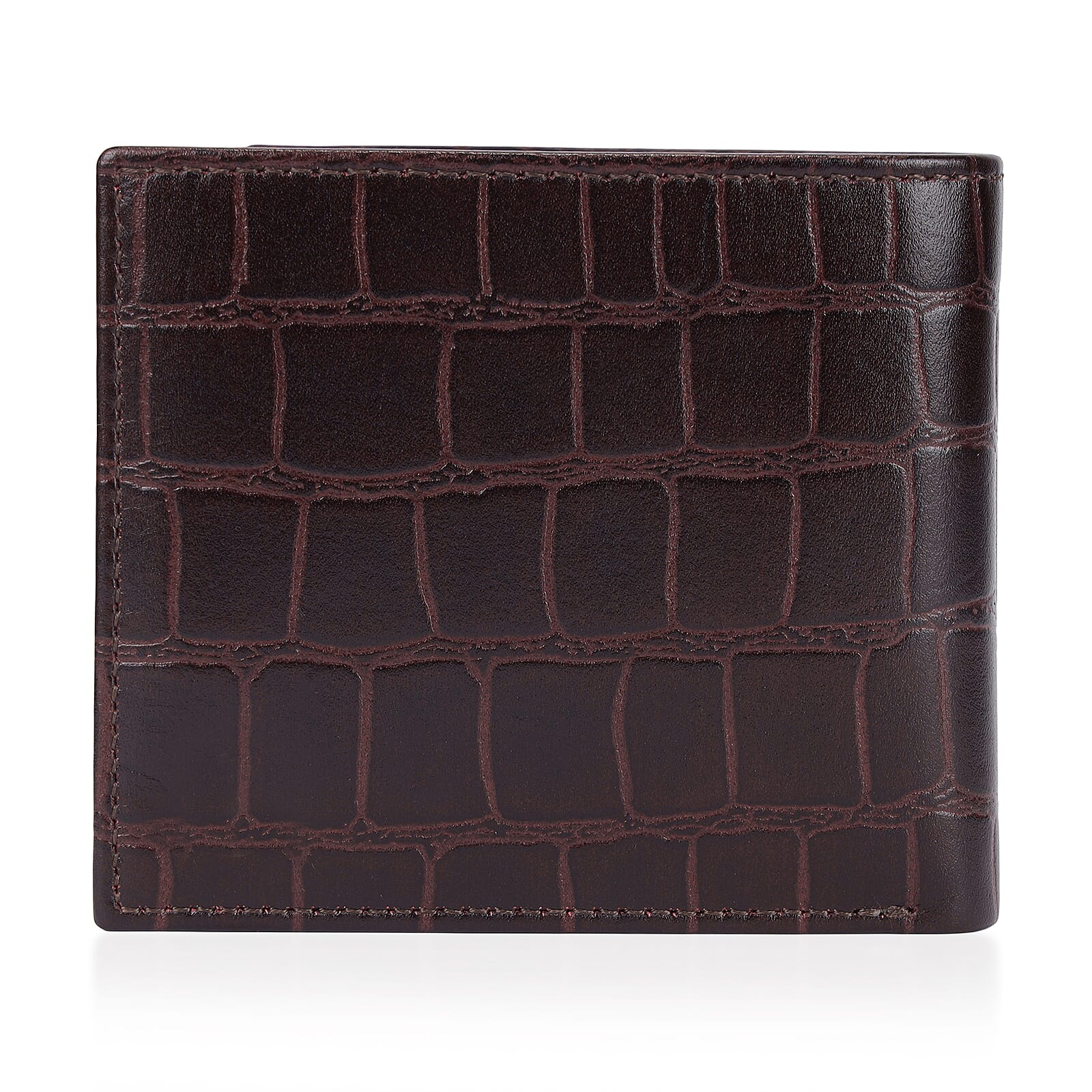 Father's Day Gift Idea - The Ashwood Genuine Leather Croc-Embossed RFID Protected Wallet - Brown