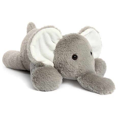 Charming Lying-Down Soft Elephant Toy with Playful Upright Tail  - Grey