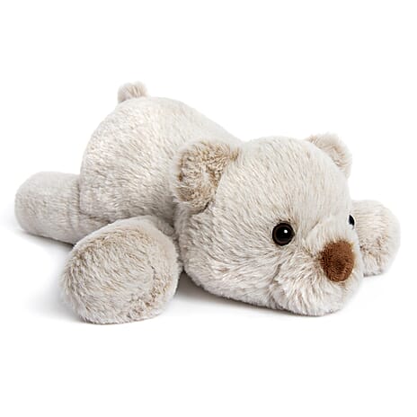 Charming Lying-Down Soft Bear Toy with Playful Upright Tail - White