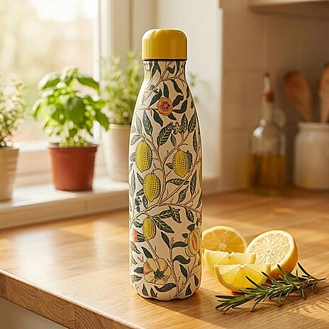 Lemon Print Drinks Bottle - Yellow