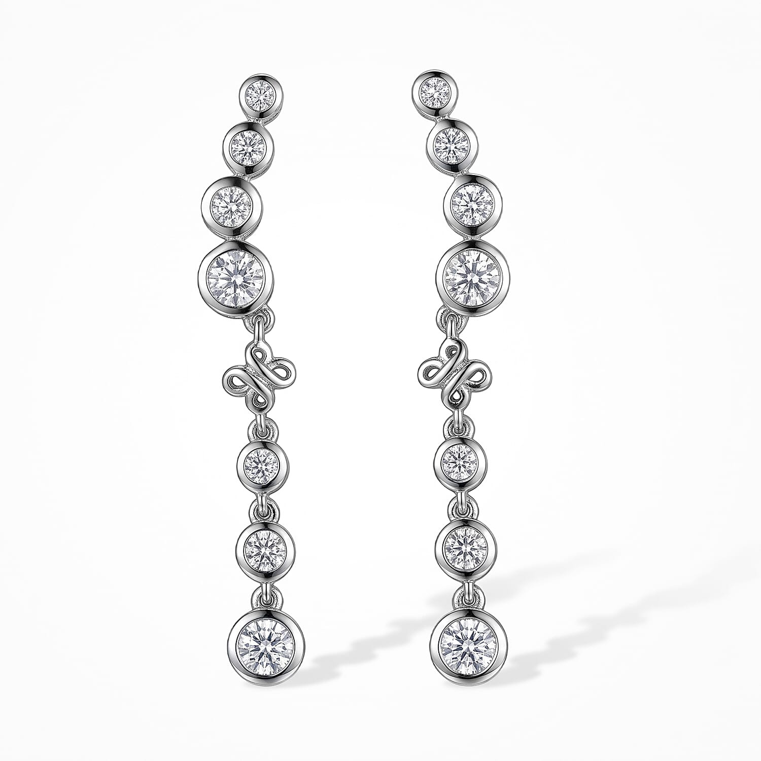 D'Joy Moissanite Dangling Earring in Platinum OverlaySterling Silver  1.628  Ct.