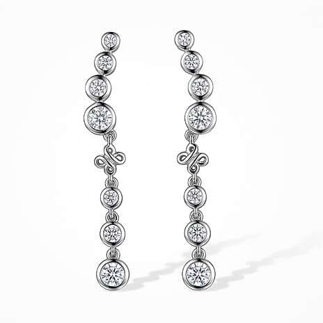 D'Joy Moissanite Dangling Earring in Platinum OverlaySterling Silver  1.628  Ct.