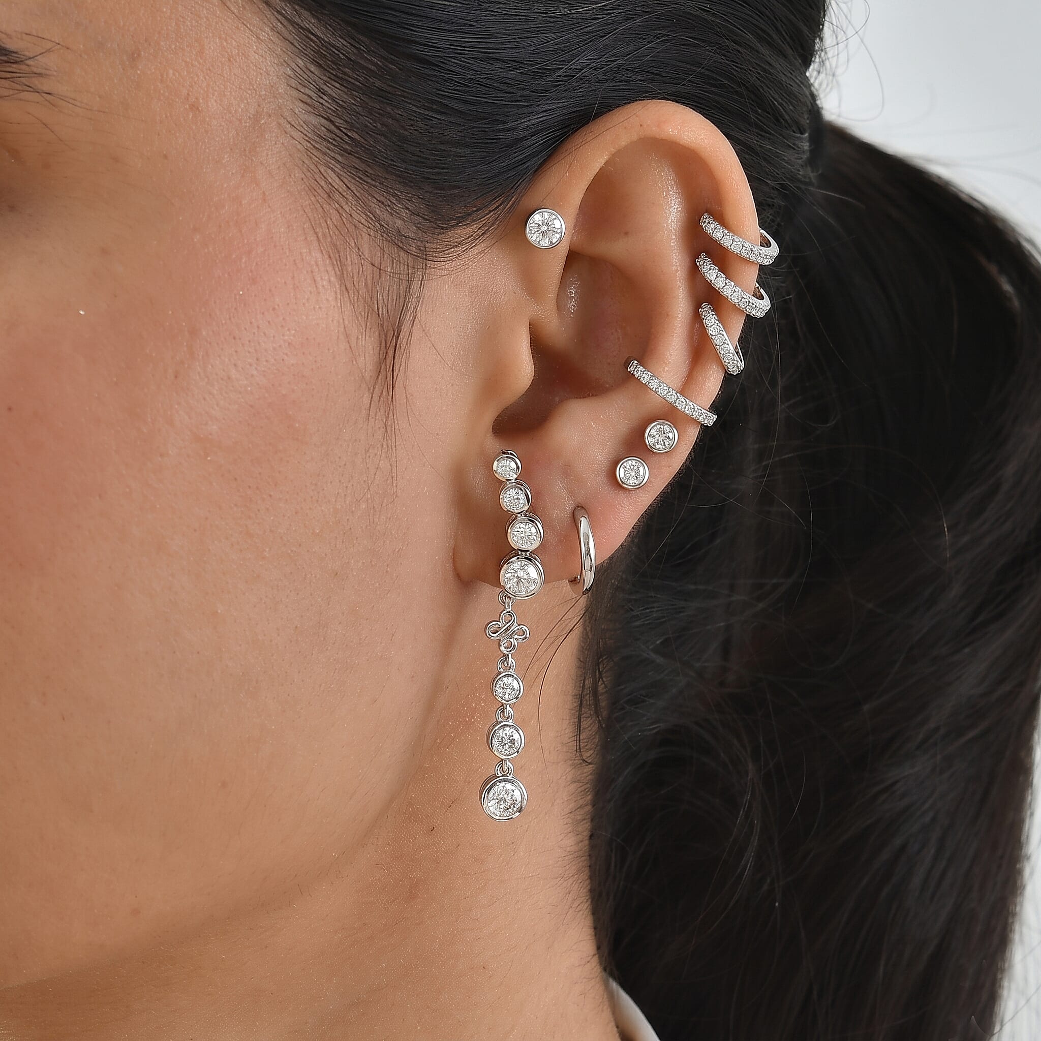 D'Joy Moissanite Dangling Earring in Platinum OverlaySterling Silver  1.628  Ct.