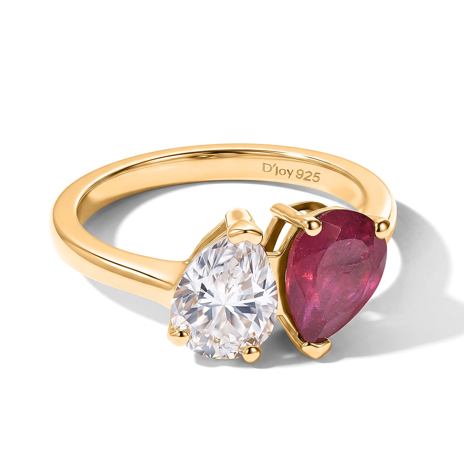 D'Joy - Moissanite Toi-et-Moi Ring in Yellow Gold Plated Sterling Silver 2.75 Ct.