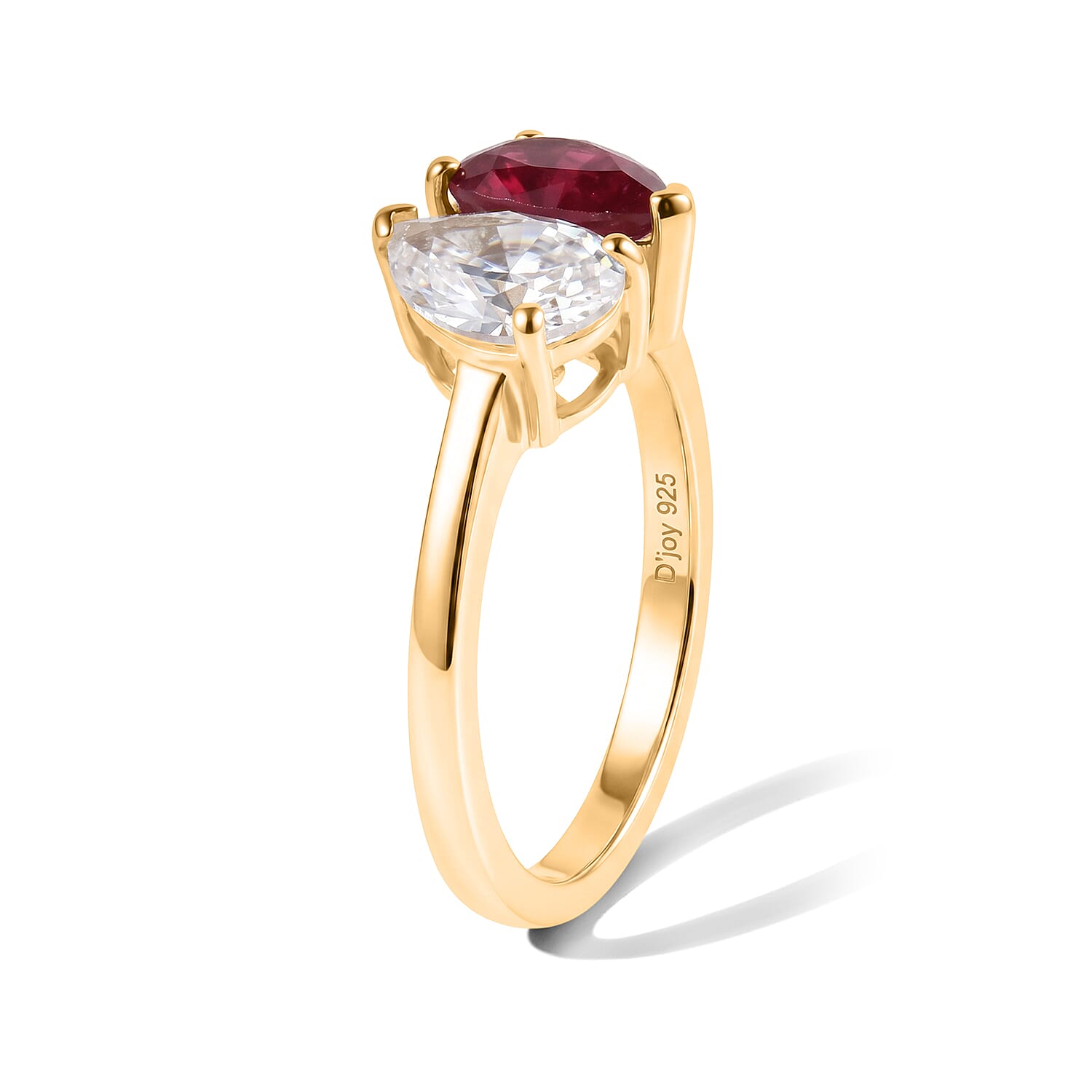 D'Joy - Moissanite Toi-et-Moi Ring in Yellow Gold Plated Sterling Silver 2.75 Ct.