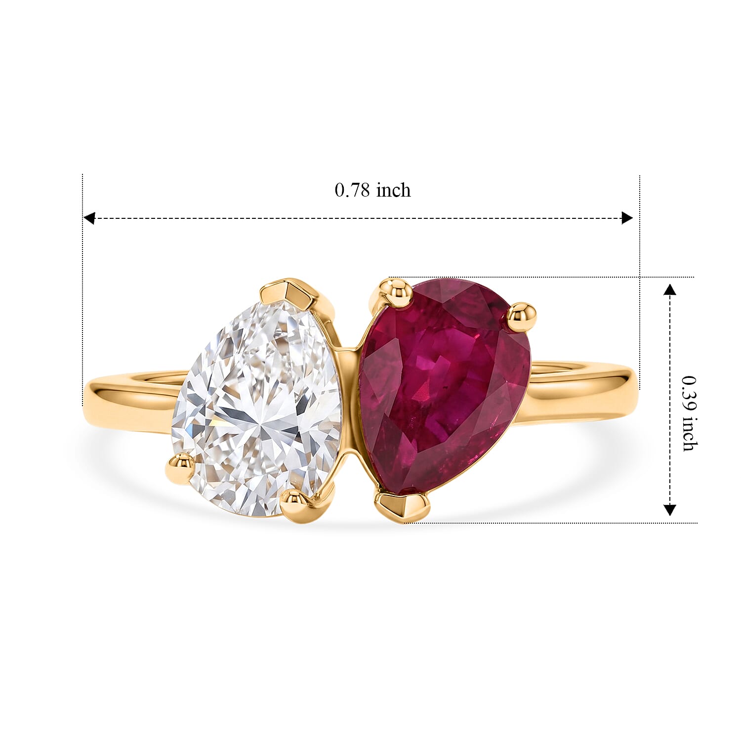 D'Joy - Moissanite Toi-et-Moi Ring in Yellow Gold Plated Sterling Silver 2.75 Ct.