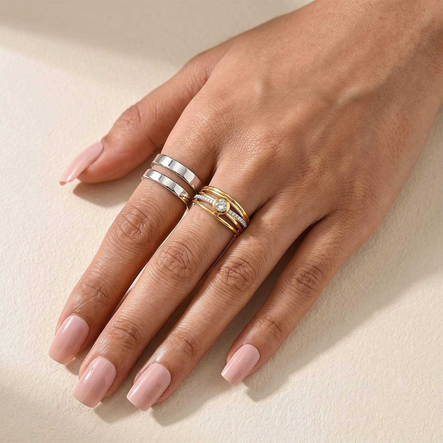 Luxuriant - Lab Grown Diamond (SI-G-H) Multi-Row Ring in 18K Vermeil Yellow Gold Plated Sterling Silver 0.50 Ct.