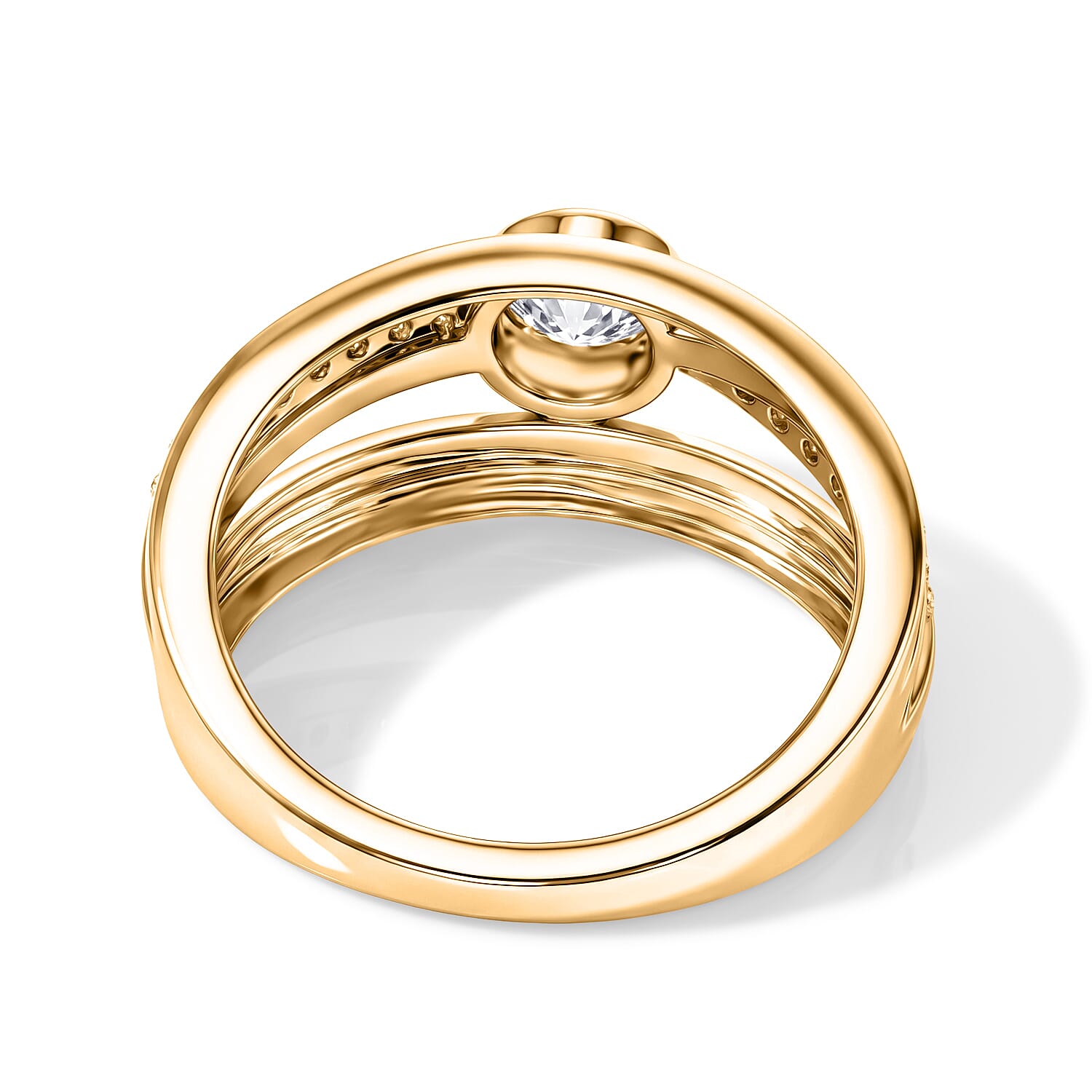 Luxuriant - Lab Grown Diamond (SI-G-H) Multi-Row Ring in 18K Vermeil Yellow Gold Plated Sterling Silver 0.50 Ct.
