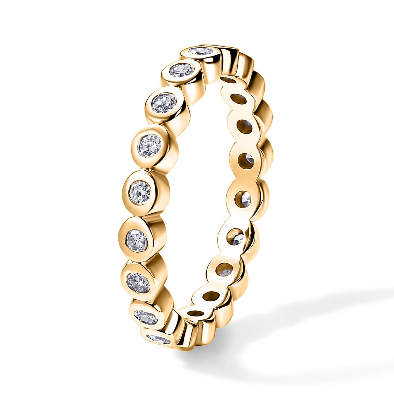 Luxuriant - Lab Grown Diamond (SI-G-H) Full Eternity Band Ring in 18K Vermeil Yellow Gold Plated Sterling Silver 0.26 Ct.