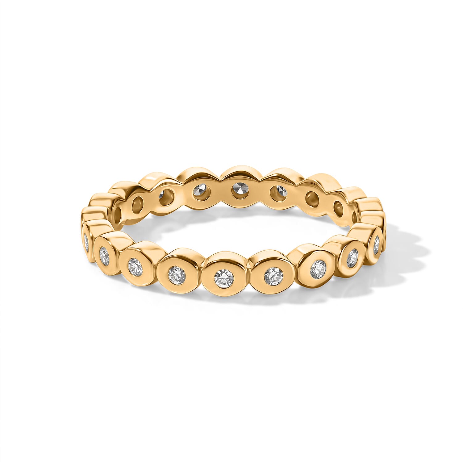 Luxuriant - Lab Grown Diamond (SI-G-H) Full Eternity Band Ring in 18K Vermeil Yellow Gold Plated Sterling Silver 0.25 Ct.