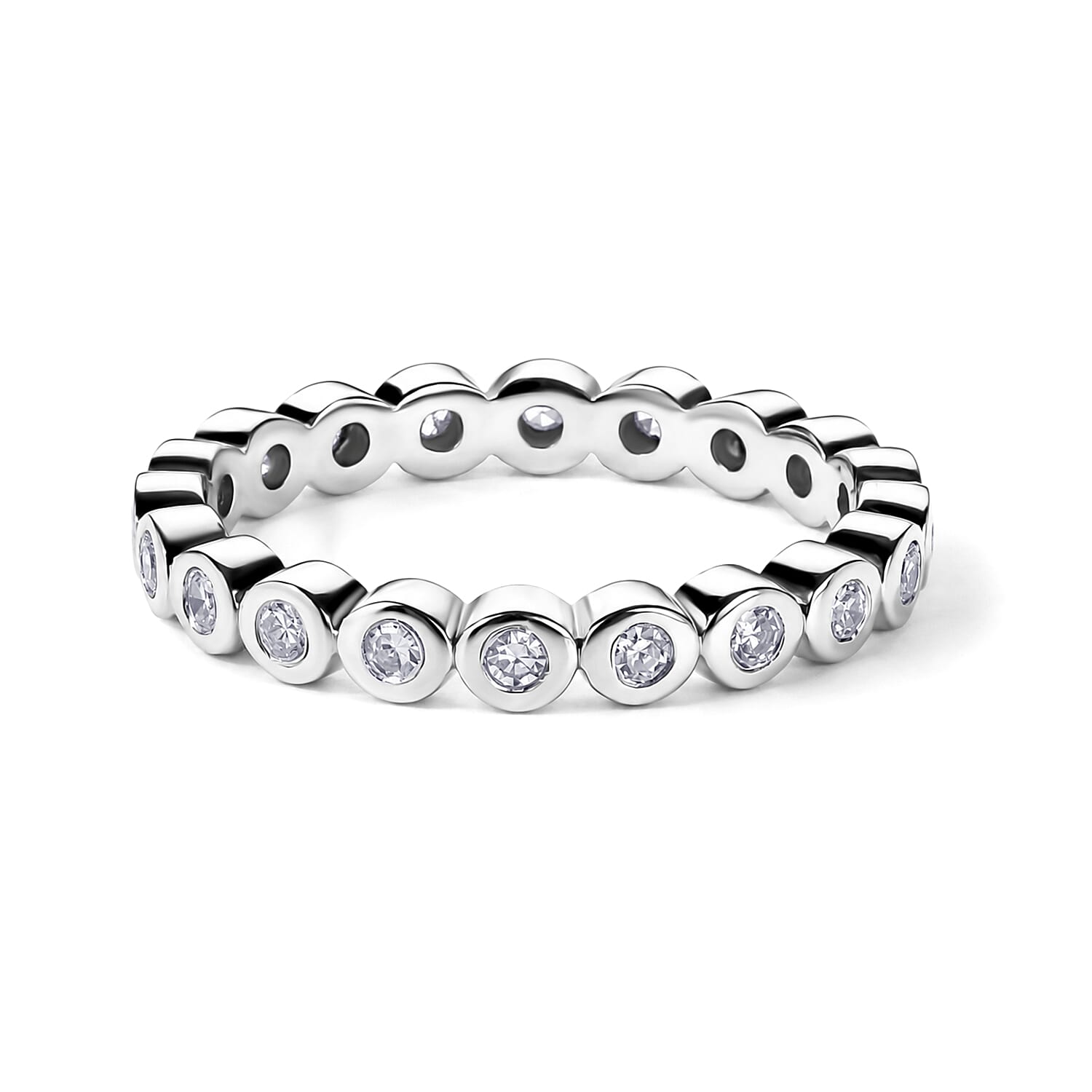 Luxuriant - Lab Grown Diamond (SI-G-H) Full Eternity Band Ring in Rhodium Overlay Sterling Silver 0.25  Ct.