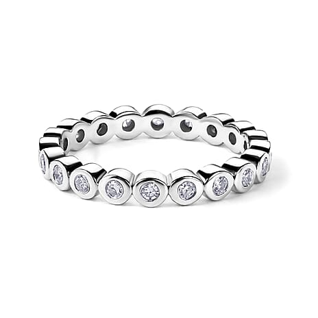 Luxuriant - Lab Grown Diamond (SI-G-H) Full Eternity Band Ring in Rhodium Overlay Sterling Silver 0.25  Ct.