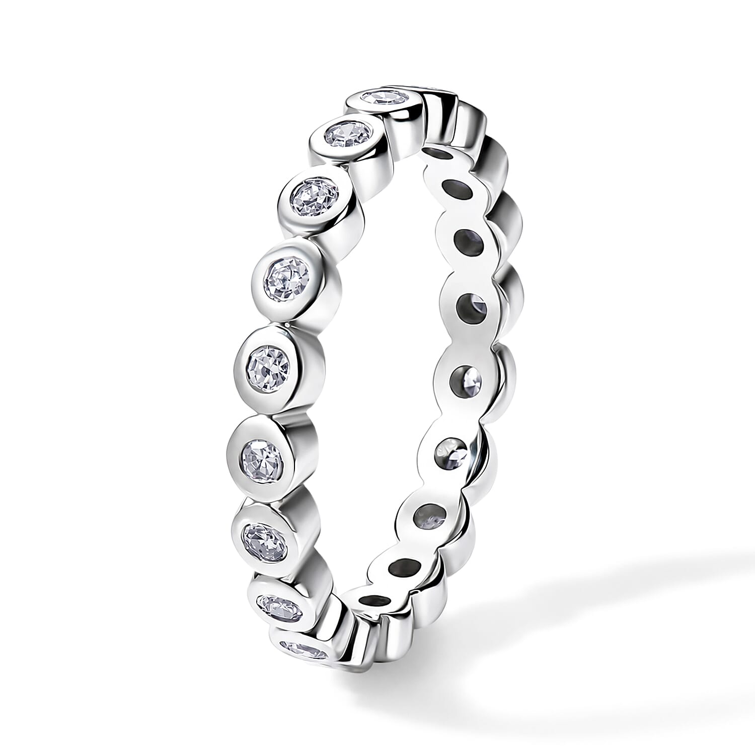 Luxuriant - Lab Grown Diamond (SI-G-H) Full Eternity Band Ring in Rhodium Overlay Sterling Silver 0.25  Ct.