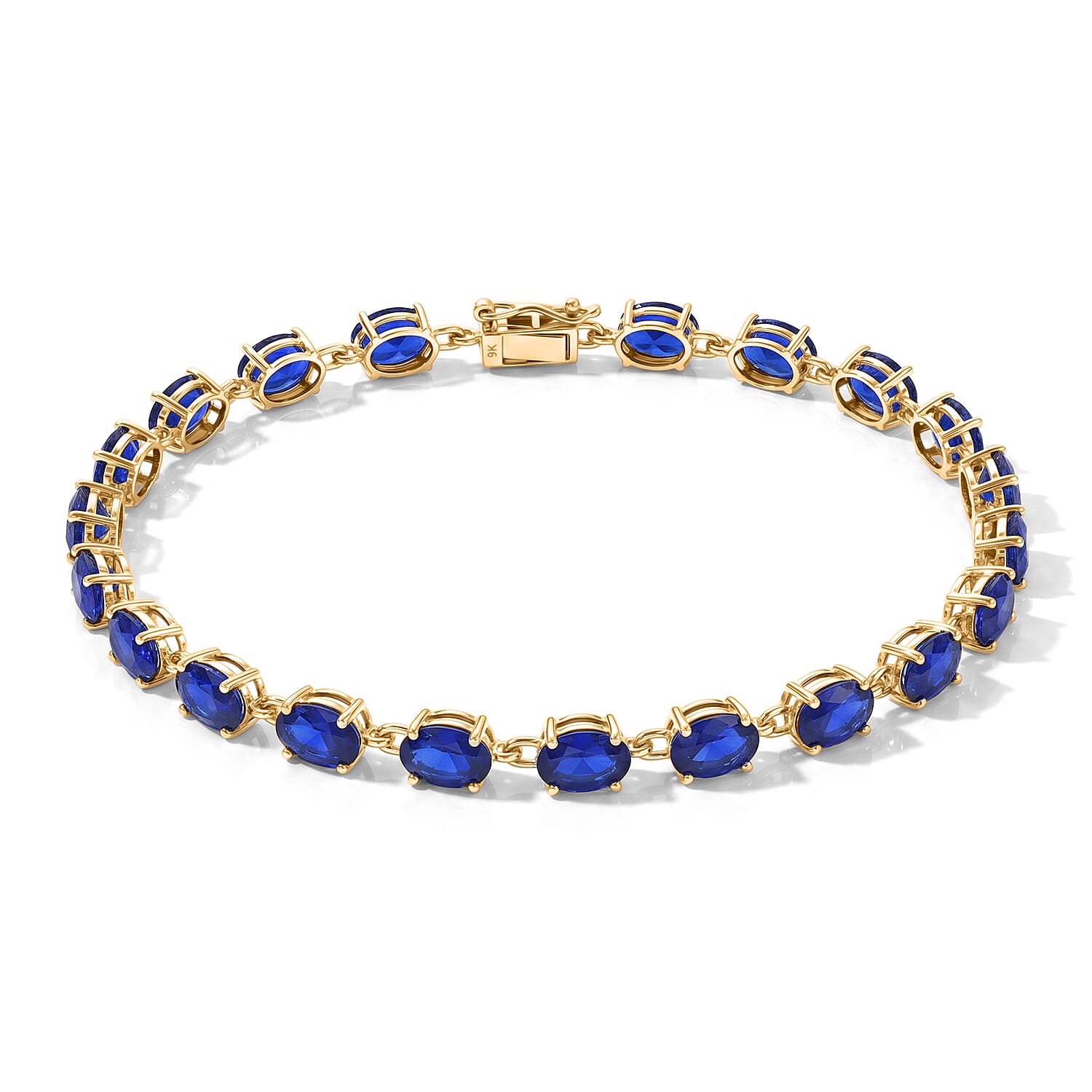 9K Yellow Gold AAA Tanzanian Blue Spinel Tennis Bracelet (Size - 7.5) 11.63 Ct, Gold Wt. 3.08 Gms