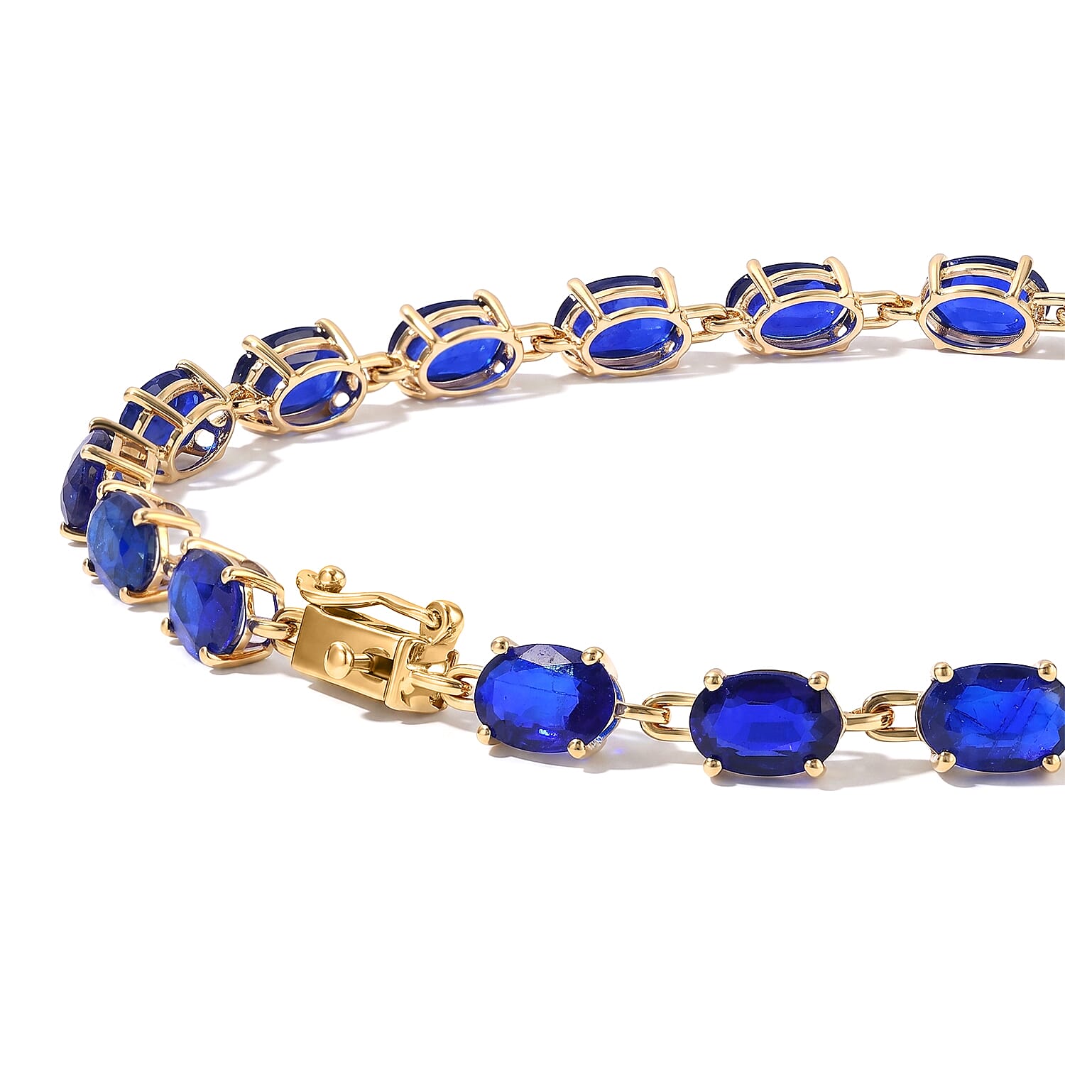 9K Yellow Gold AAA Tanzanian Blue Spinel Tennis Bracelet (Size - 7.5) 11.63 Ct, Gold Wt. 3.08 Gms