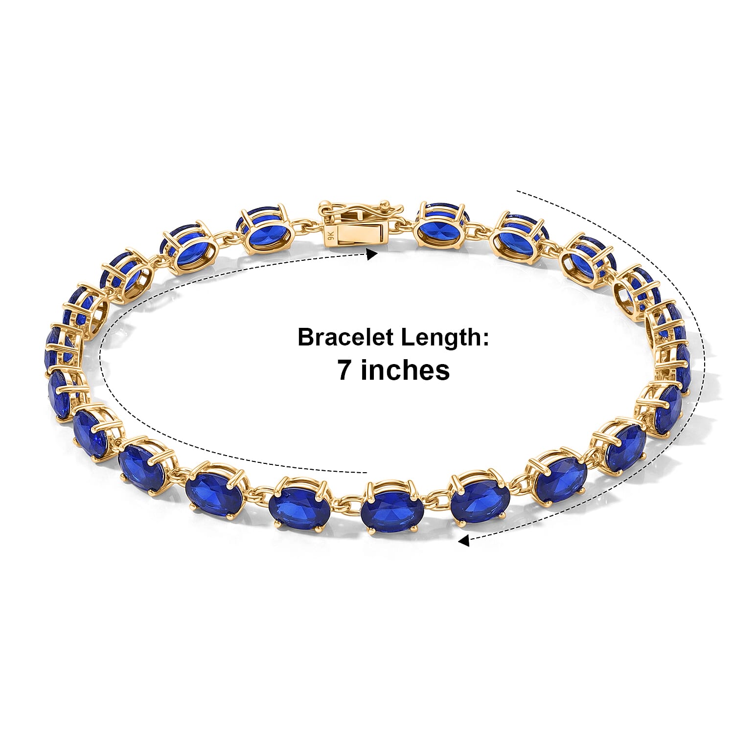 9K Yellow Gold AAA Tanzanian Blue Spinel Tennis Bracelet (Size - 7.5) 11.63 Ct, Gold Wt. 3.08 Gms