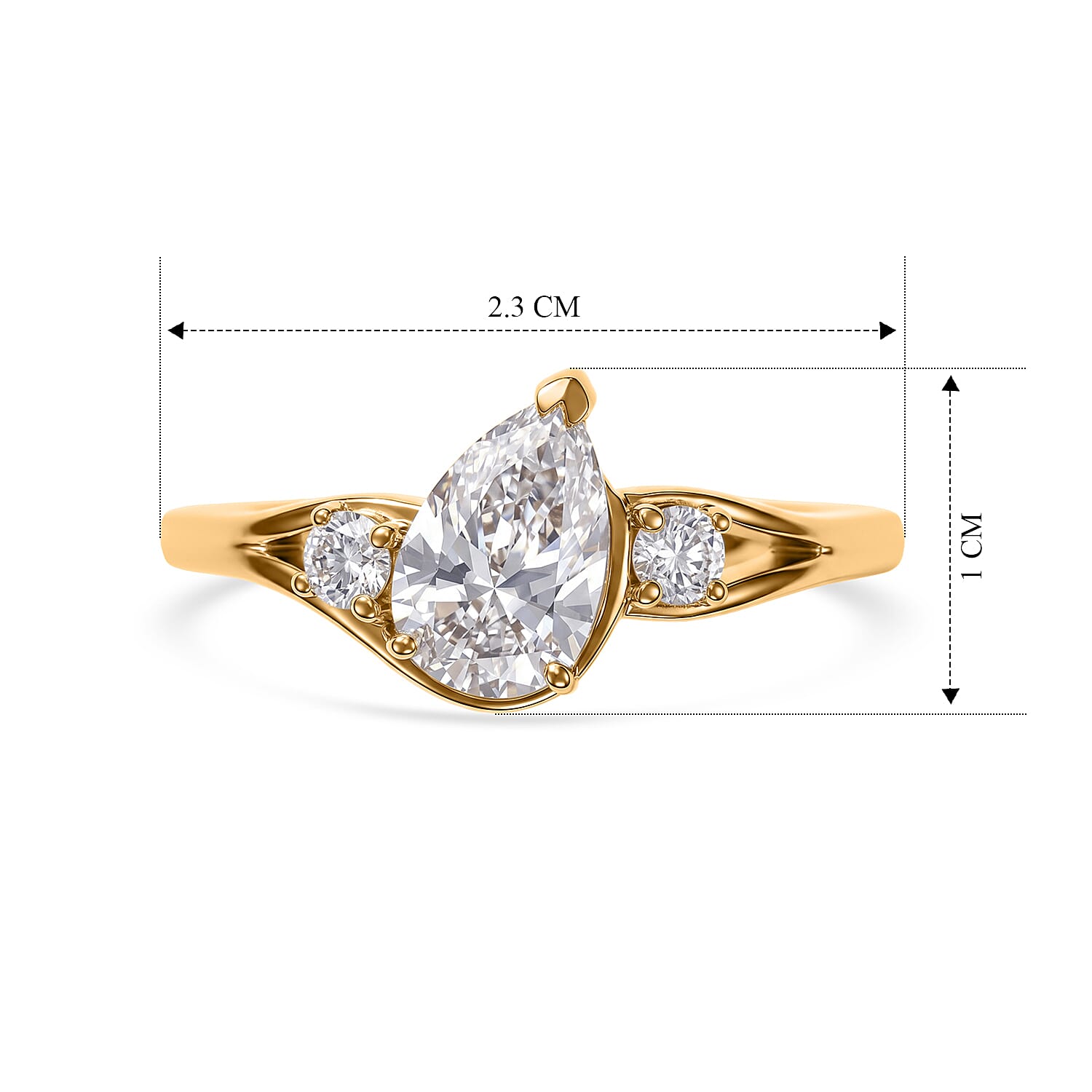 Lucy Q - SGL Certified Lab Grown Diamond (SI-G-H) Ring in 18K Vermeil Yellow Gold Plated Sterling Silver 1.10 Ct.