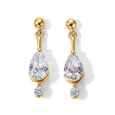 Lucy Q - SGL Certified Lab Grown Diamond (SI-G-H) Earring with Push Post in 18K Vermeil Yellow Gold Plated Sterling Silver 1.10 Ct.
