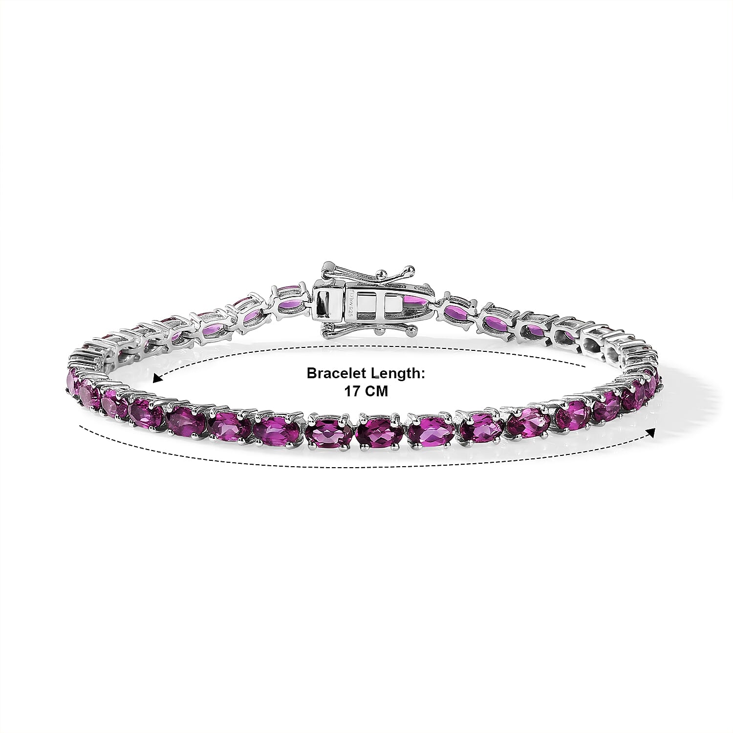 D'Joy - Radiant Ember Garnet Cluster Bracelet (Size - 7.5) with GB Lock Box in Rhodium Overlay Sterling Silver 10.80 Ct.