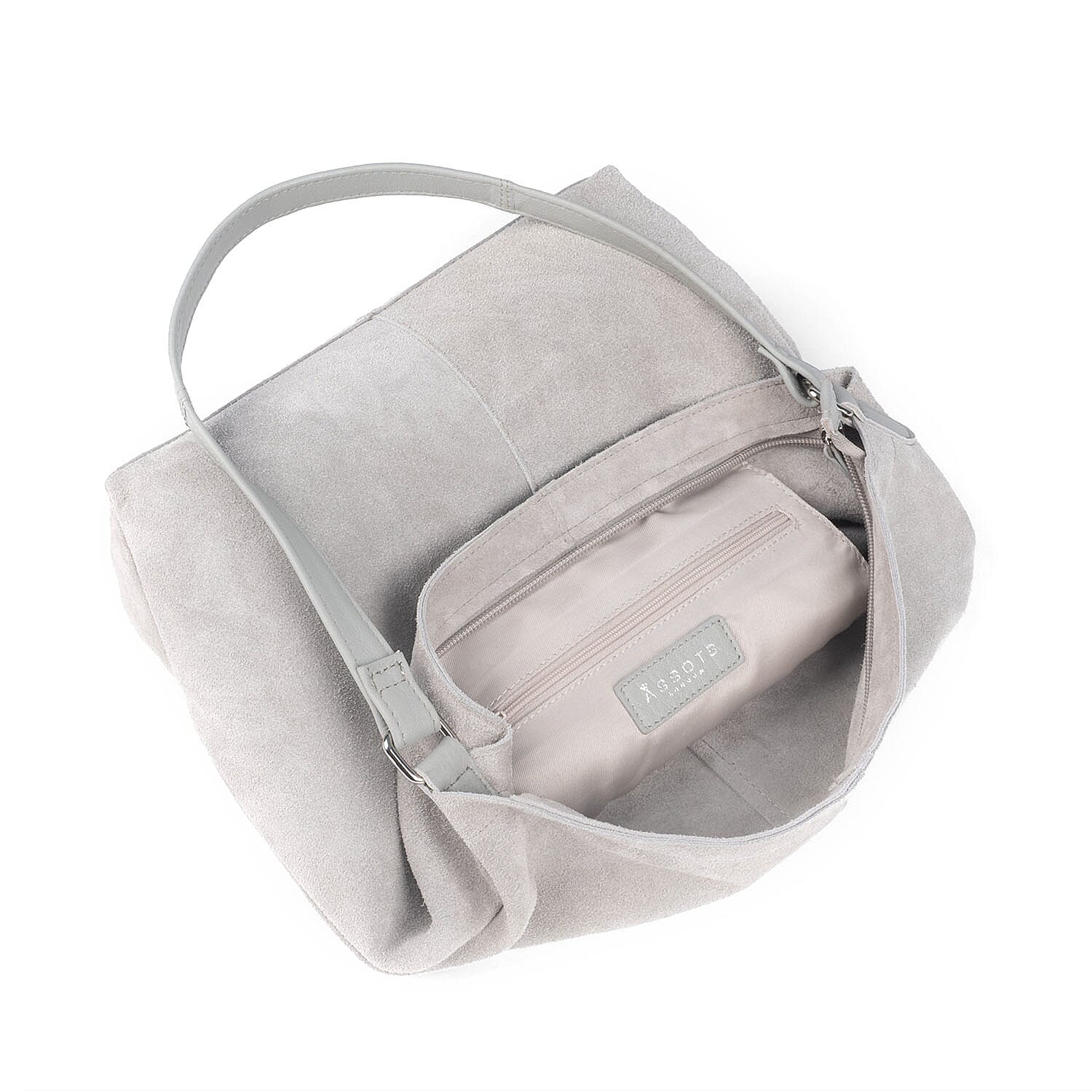 TJC Special Genuine Leather Shopper Bag - Grey
