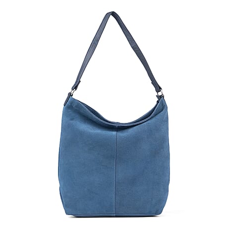 Tina Suede Slouchy Shoulder Bag - Navy