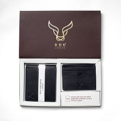 Prestige Genuine Leather Wallet and Card Holder Combo Gift Set - Black