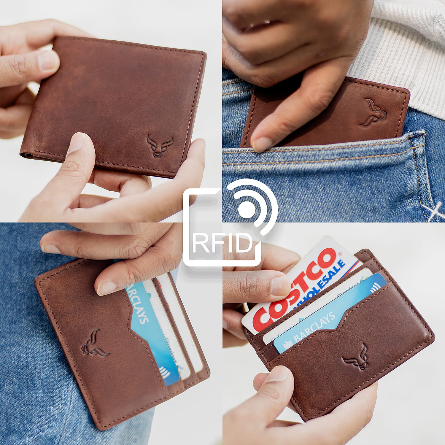 Prestige Genuine Leather Wallet and Card Holder Combo Gift Set - Brown