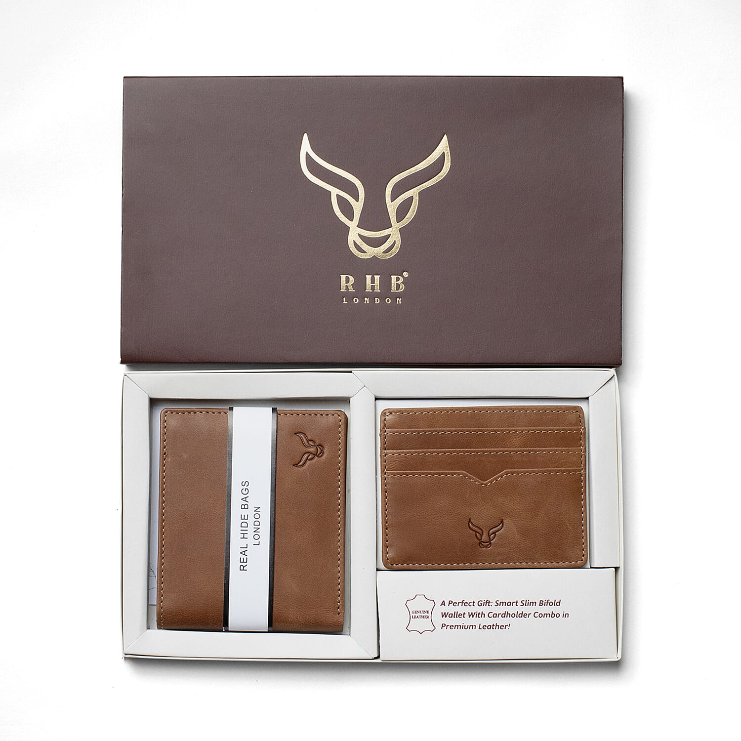 Prestige Genuine Leather Wallet and Card Holder Combo Gift Set - Tan