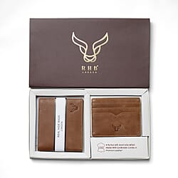 Prestige Genuine Leather Wallet and Card Holder Combo Gift Set - Black