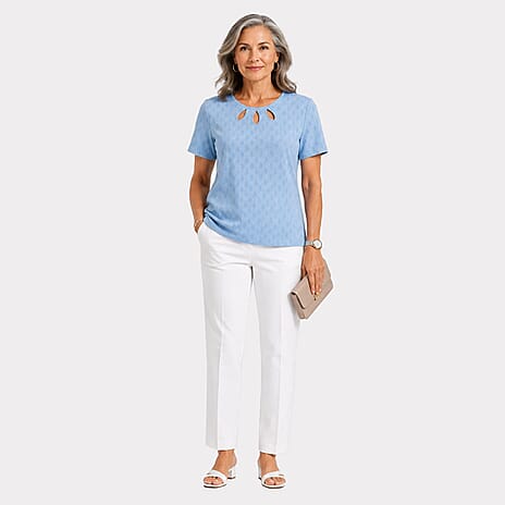 Pure And Natural Keyhole Top (Size 14-16) - Sky